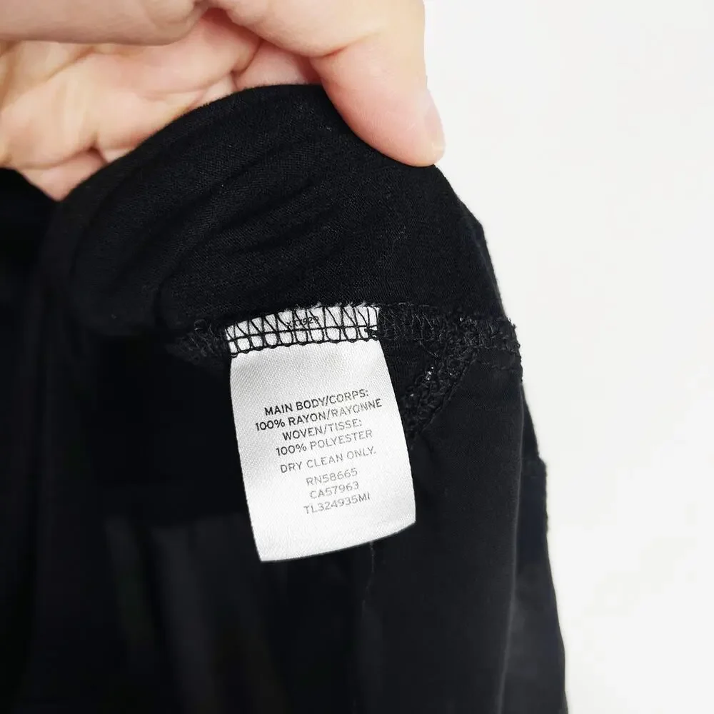 Leith XSmall XS Black High Low Hem Mixed Media Tank Top Crew Neck Sleeveless